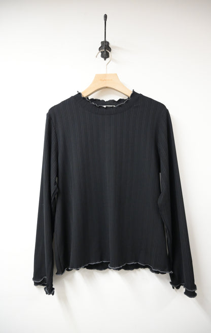 初秋・提花暗紋綑邊Ruffles上衣 4色入 1W51101