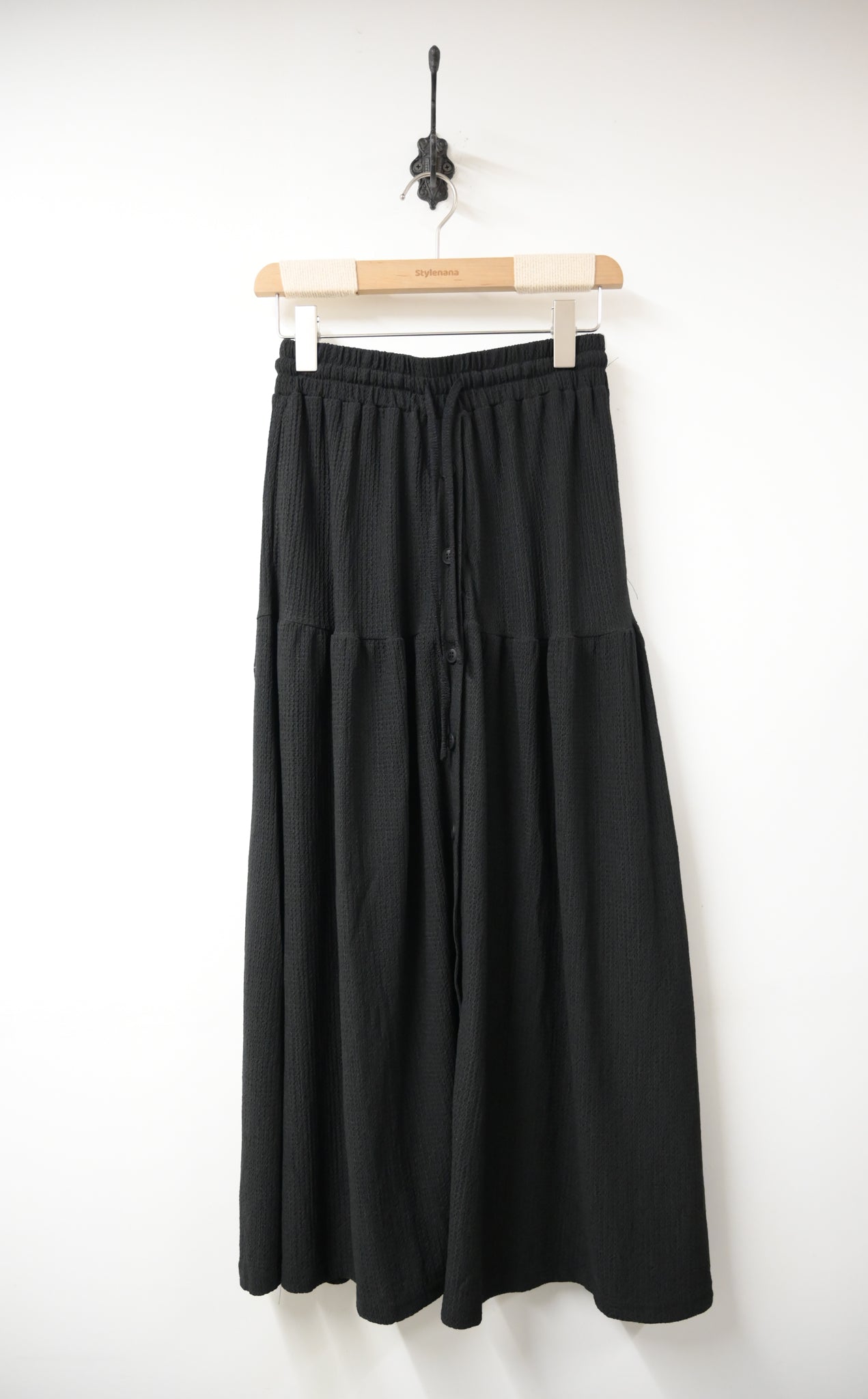 初秋・彈性料排鈕半身裙 2色入 1W61106