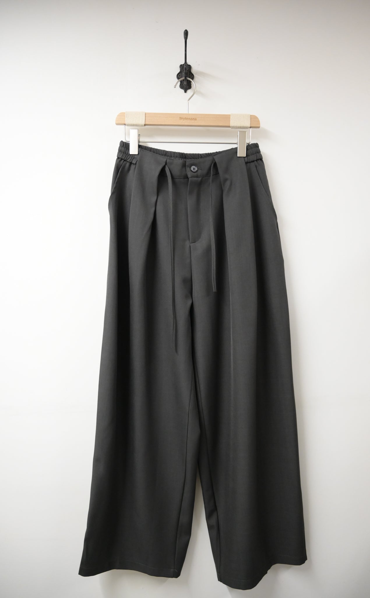 初秋・滑滑綁帶半橡筋落地西褲 2色入 1W61105