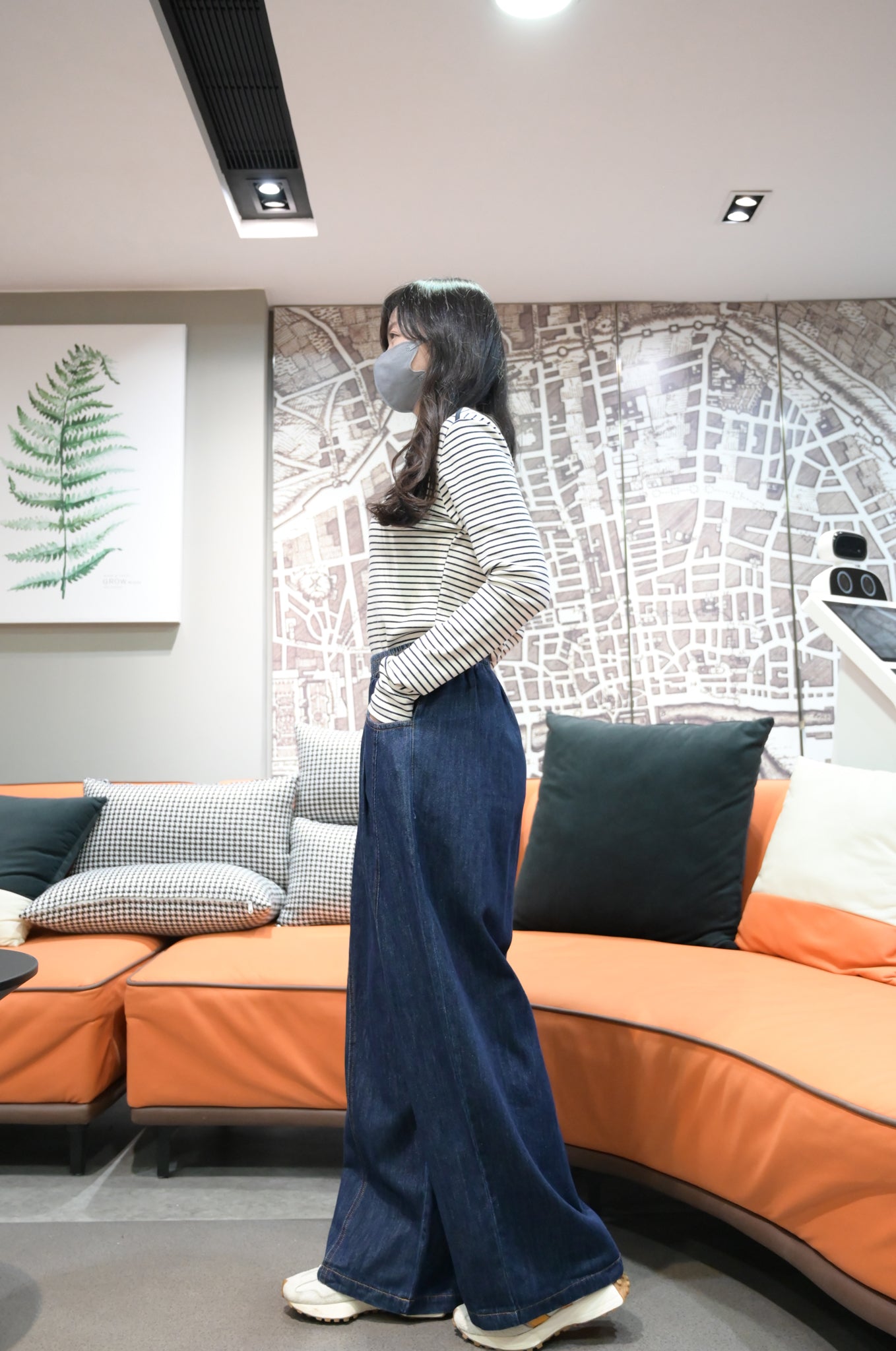 秋冬・明線斜骨柔軟寬鬆牛仔褲 1W71125