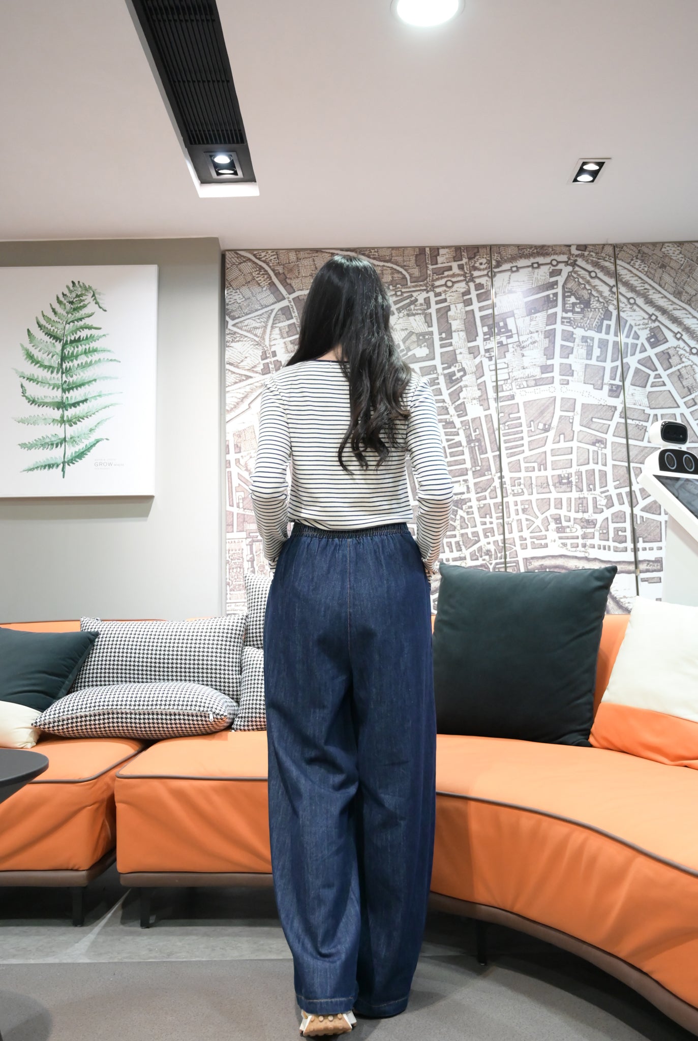 秋冬・明線斜骨柔軟寬鬆牛仔褲 1W71125