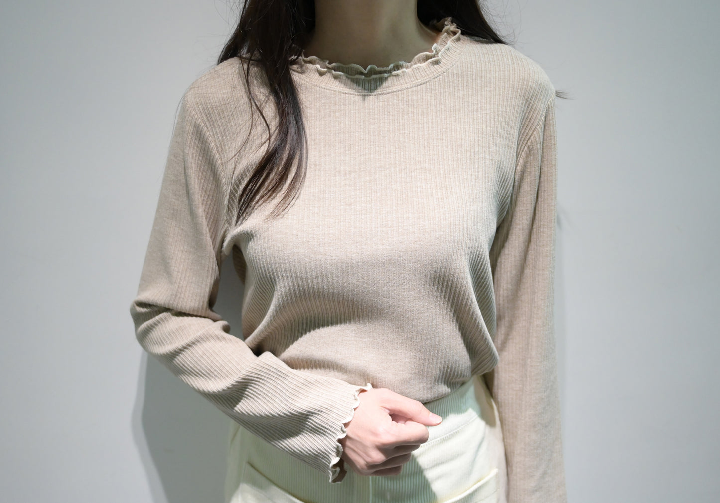 秋冬・兩層Ruffles彈性親膚上衣 3色入 1W51122