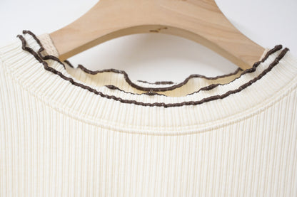 秋冬・兩層Ruffles彈性親膚上衣 3色入 1W51122