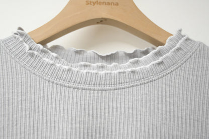 秋冬・兩層Ruffles彈性親膚上衣 3色入 1W51122