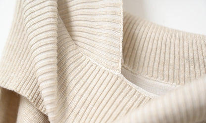 秋冬・反領針織拼接格仔寬鬆長裙連belt 2色入 1W61127