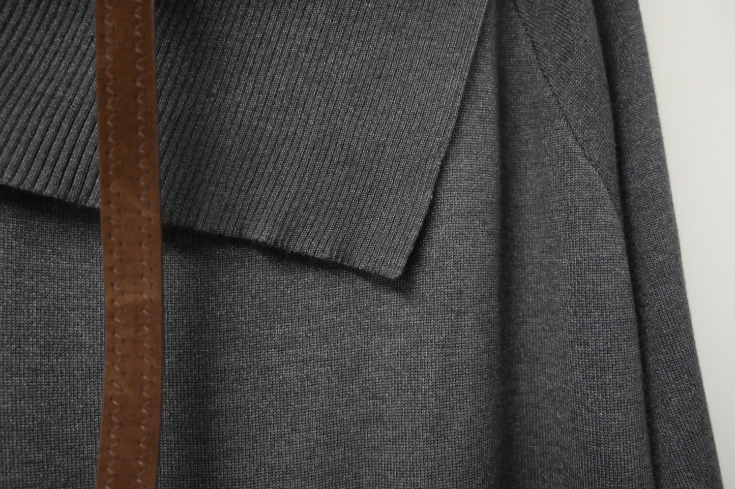 秋冬・反領針織拼接格仔寬鬆長裙連belt 2色入 1W61127