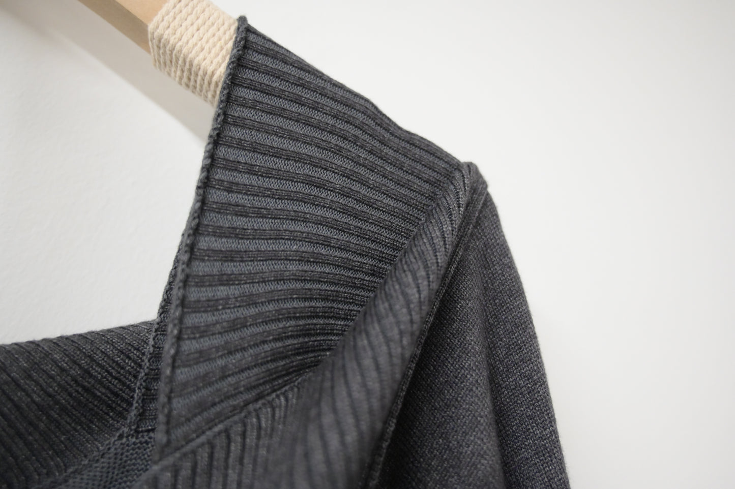 秋冬・反領針織拼接格仔寬鬆長裙連belt 2色入 1W61127