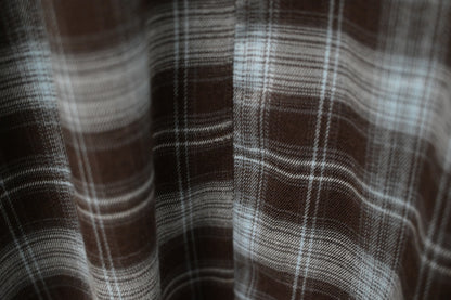 秋冬・反領針織拼接格仔寬鬆長裙連belt 2色入 1W61127