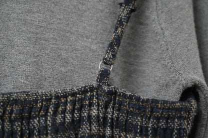 秋冬・厚格仔長裙配幼針織彈性上衣SET 2色入 1W61126