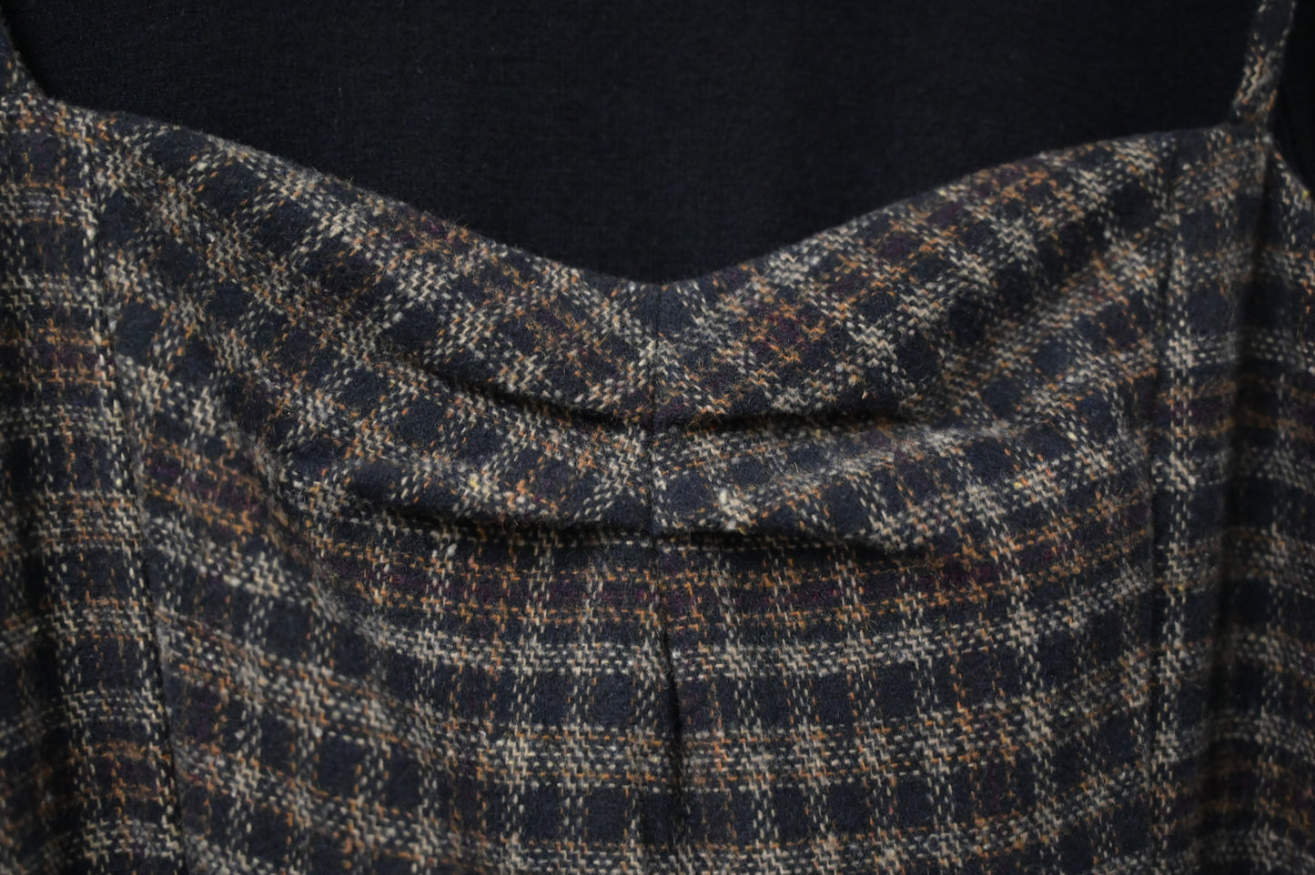 秋冬・厚格仔長裙配幼針織彈性上衣SET 2色入 1W61126