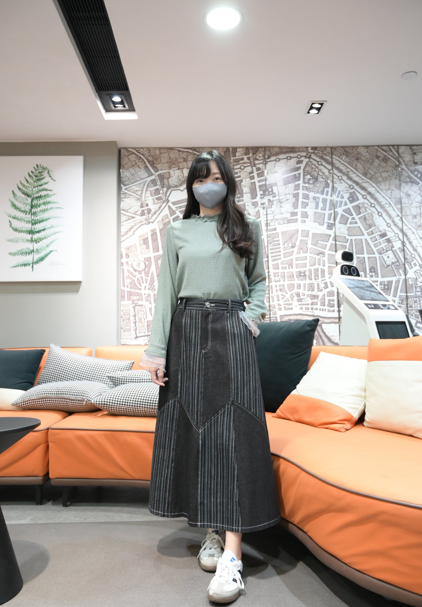 初秋・皺皺布透視袖薄長袖 2色入 1W11131