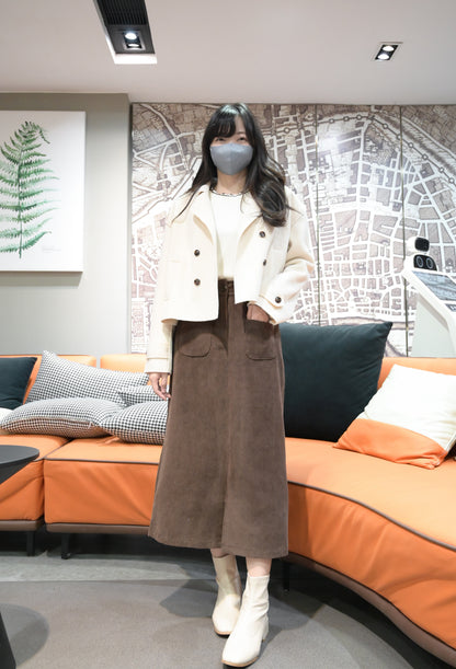 秋冬・反領羊毛孖襟外套 2色入 1W61128