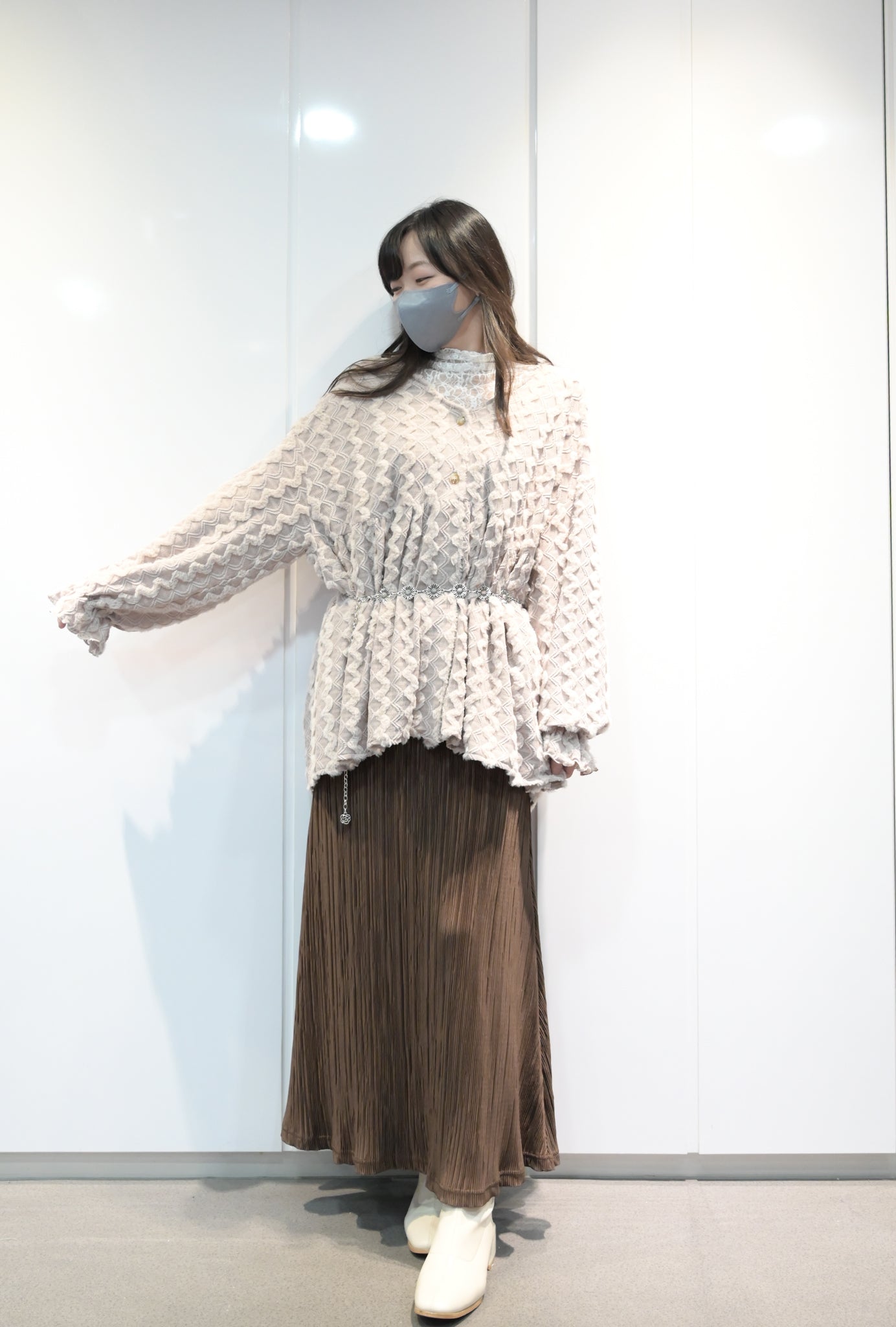 秋冬・毛茸茸水波紋外套 2色入 1W11130