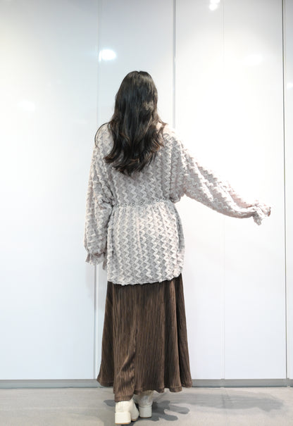 秋冬・毛茸茸水波紋外套 2色入 1W11130