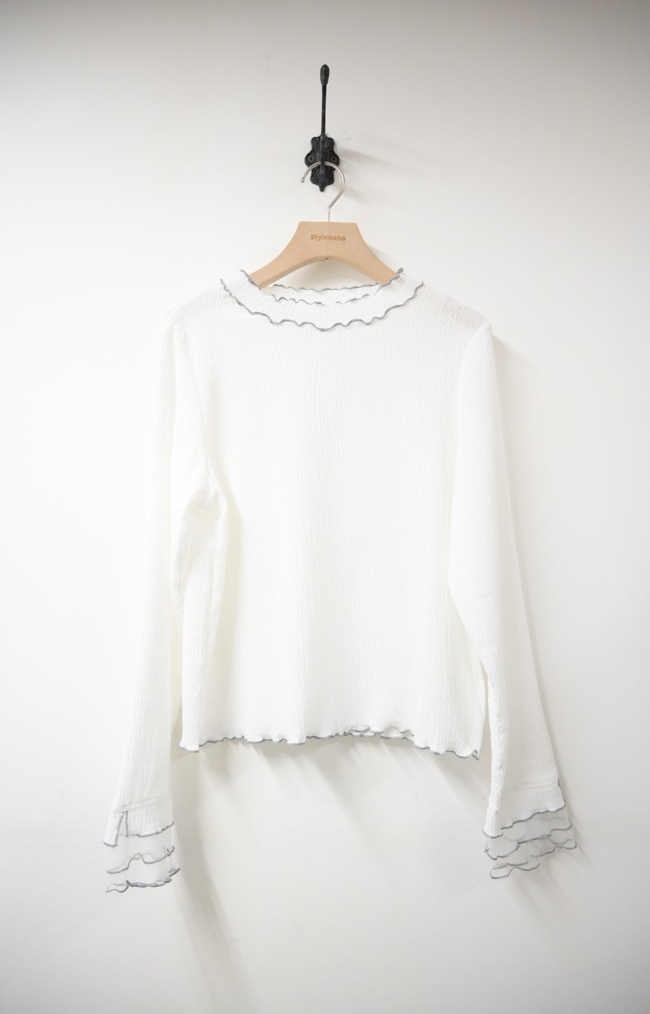 初秋・皺皺布透視袖薄長袖 2色入 1W11131