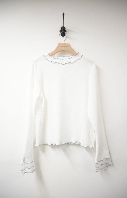 初秋・皺皺布透視袖薄長袖 2色入 1W11131