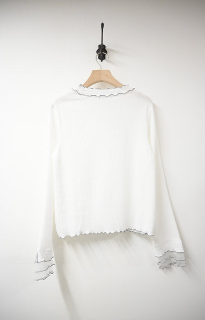 初秋・皺皺布透視袖薄長袖 2色入 1W11131