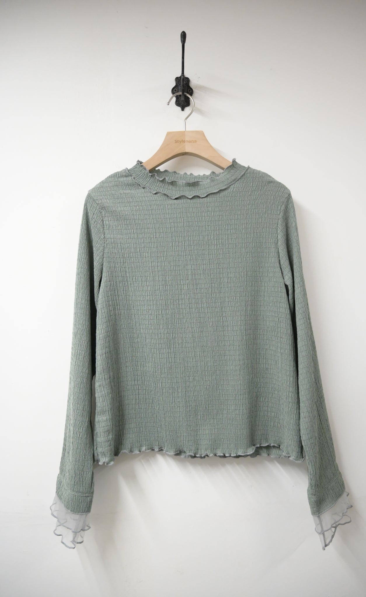 初秋・皺皺布透視袖薄長袖 2色入 1W11131