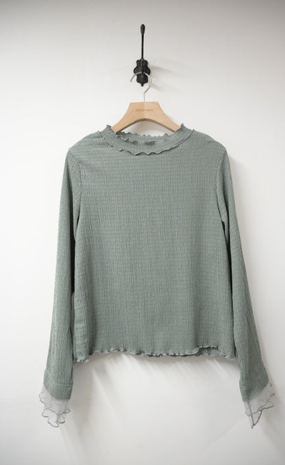 初秋・皺皺布透視袖薄長袖 2色入 1W11131