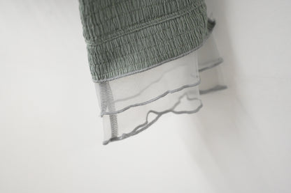 初秋・皺皺布透視袖薄長袖 2色入 1W11131