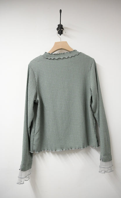 初秋・皺皺布透視袖薄長袖 2色入 1W11131