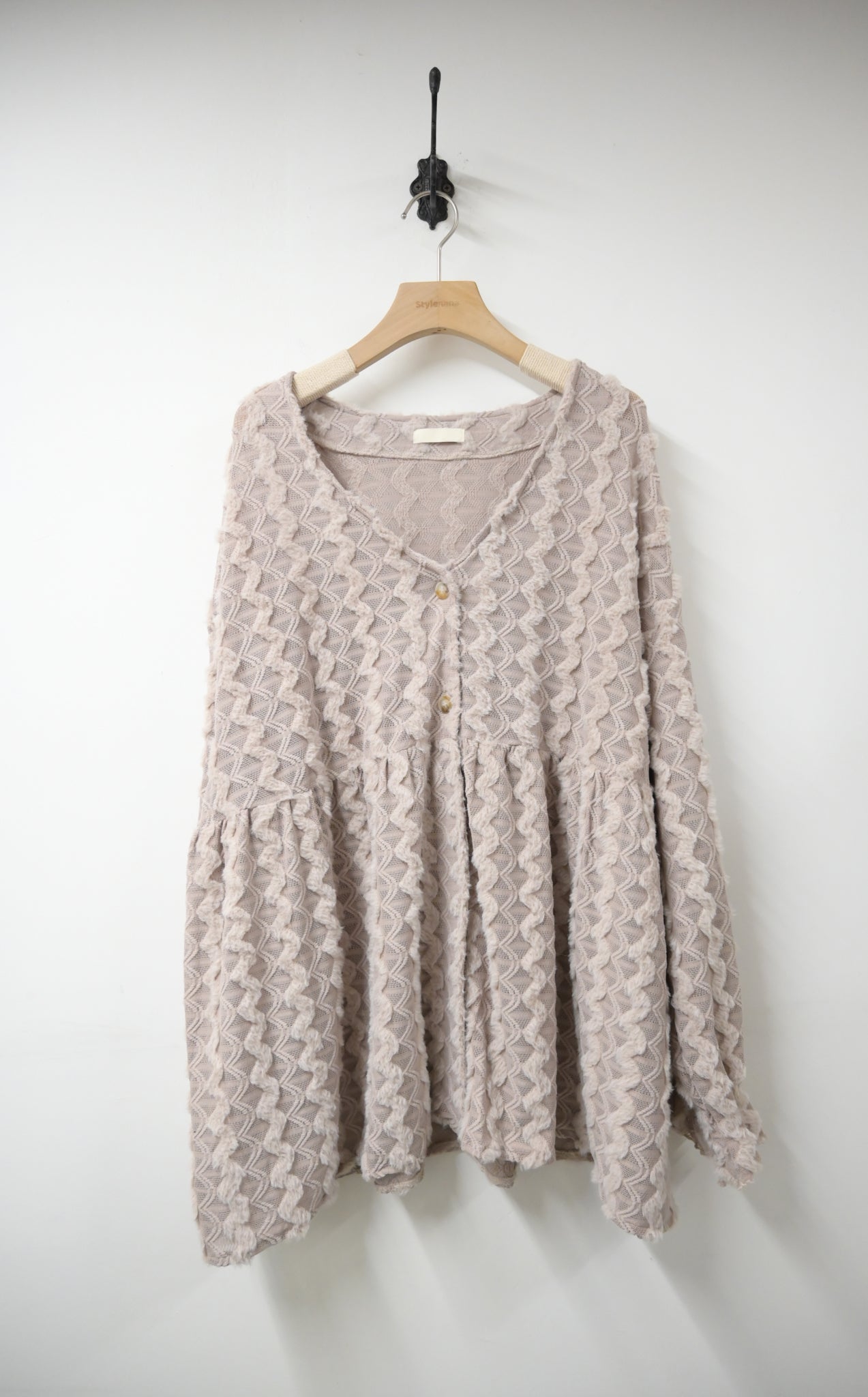 秋冬・毛茸茸水波紋外套 2色入 1W11130