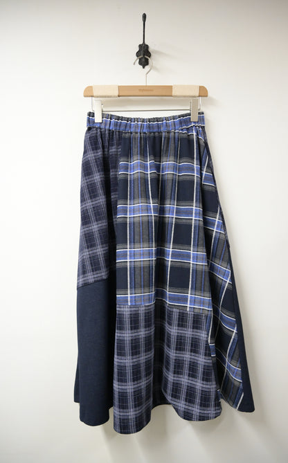 秋冬・質感拼布格仔半身裙 1色入 1W21132