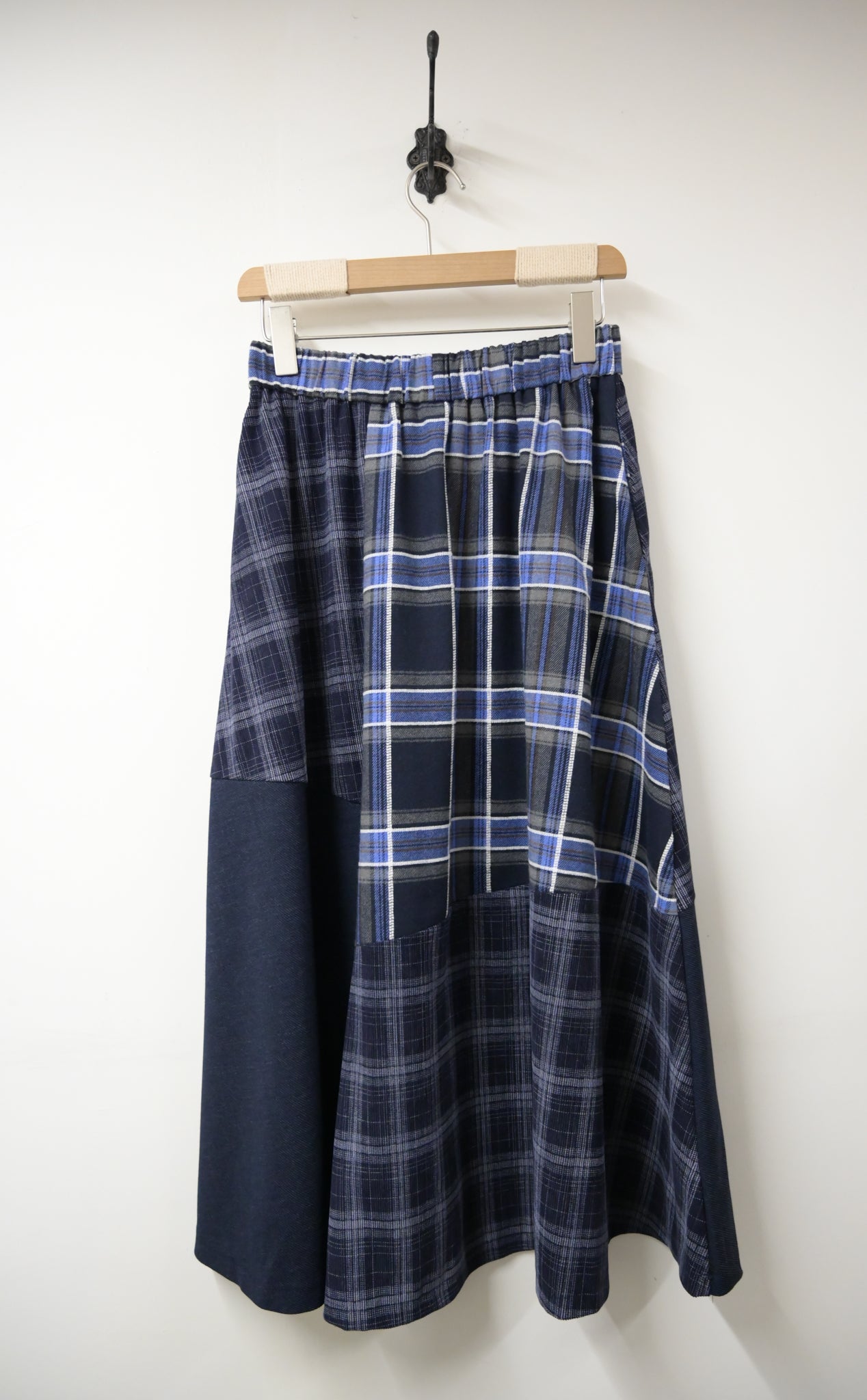 秋冬・質感拼布格仔半身裙 1色入 1W21132