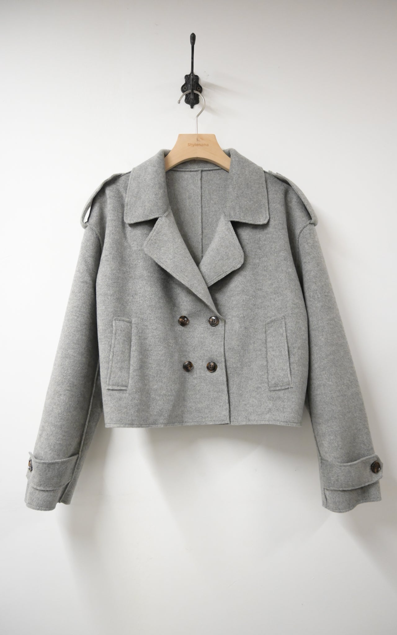 秋冬・反領羊毛孖襟外套 2色入 1W61128