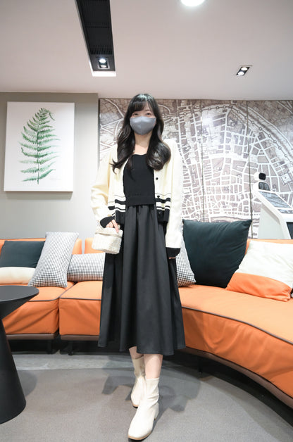 秋冬・背心裙＋外套｜棉花感針織套裝裙 2色入 1W61145