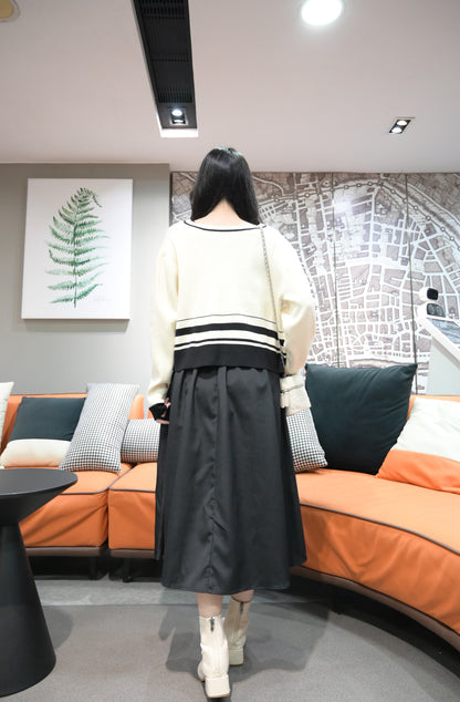 秋冬・背心裙＋外套｜棉花感針織套裝裙 2色入 1W61145