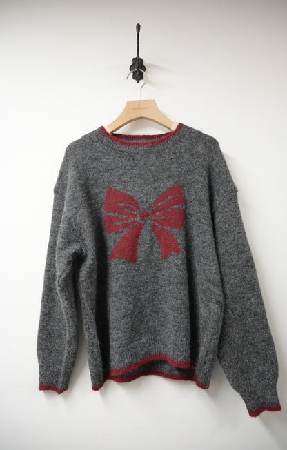 秋冬・撞色邊蝴蝶結暖笠笠毛衣 2色入 1W21142