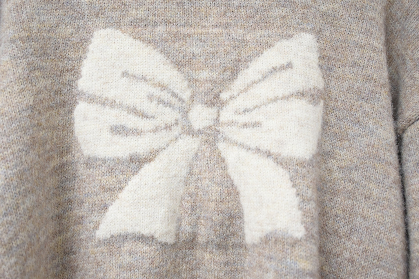 秋冬・撞色邊蝴蝶結暖笠笠毛衣 2色入 1W21142