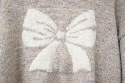 秋冬・撞色邊蝴蝶結暖笠笠毛衣 2色入 1W21142