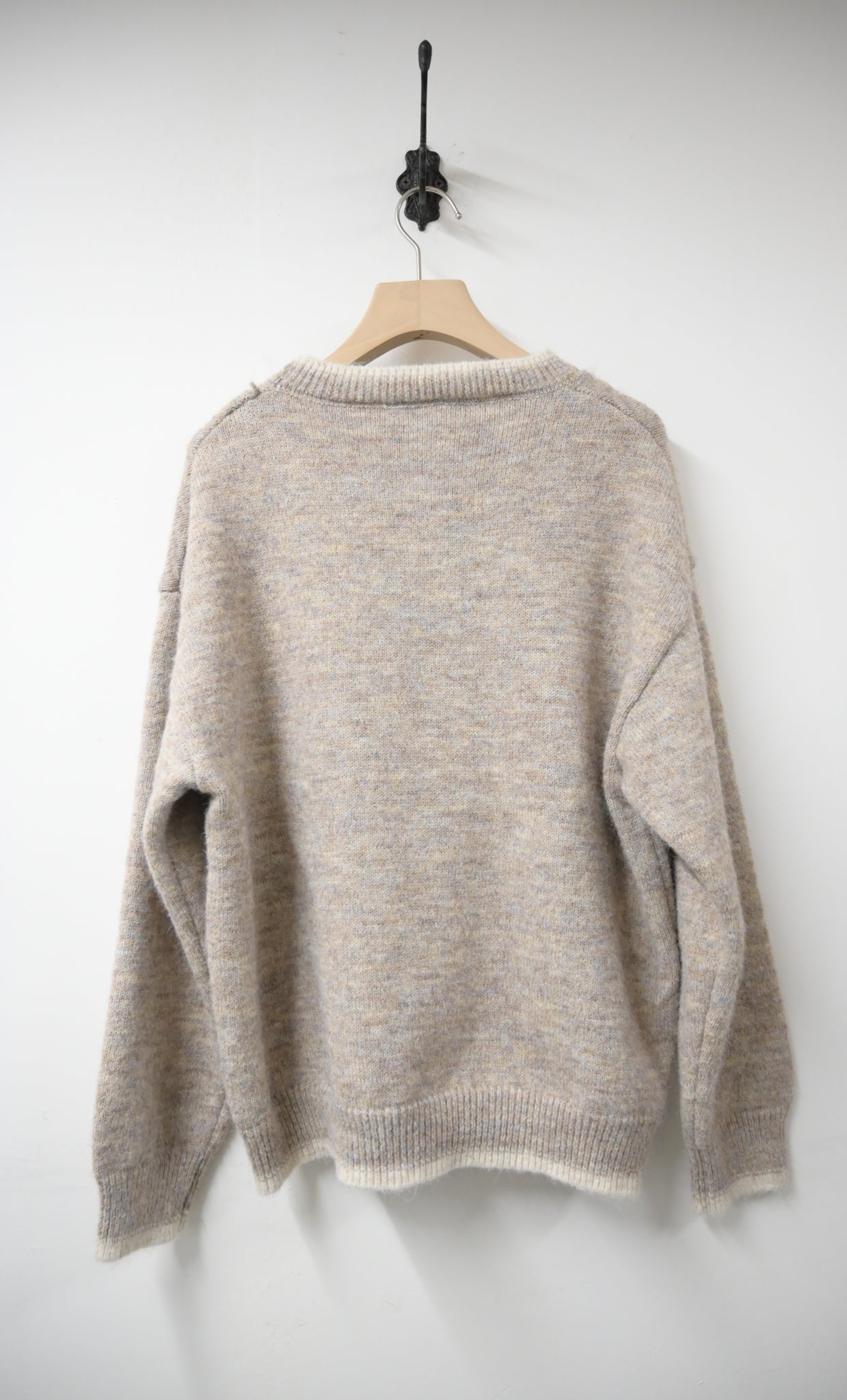 秋冬・撞色邊蝴蝶結暖笠笠毛衣 2色入 1W21142