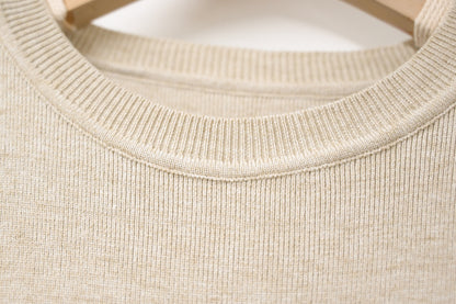 秋冬・抽繩橫間柔軟針織拼接連身裙 2色入 1W61146