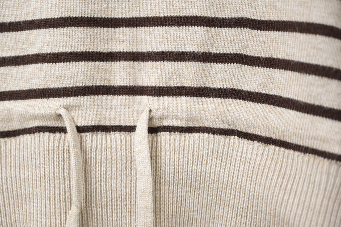 秋冬・抽繩橫間柔軟針織拼接連身裙 2色入 1W61146