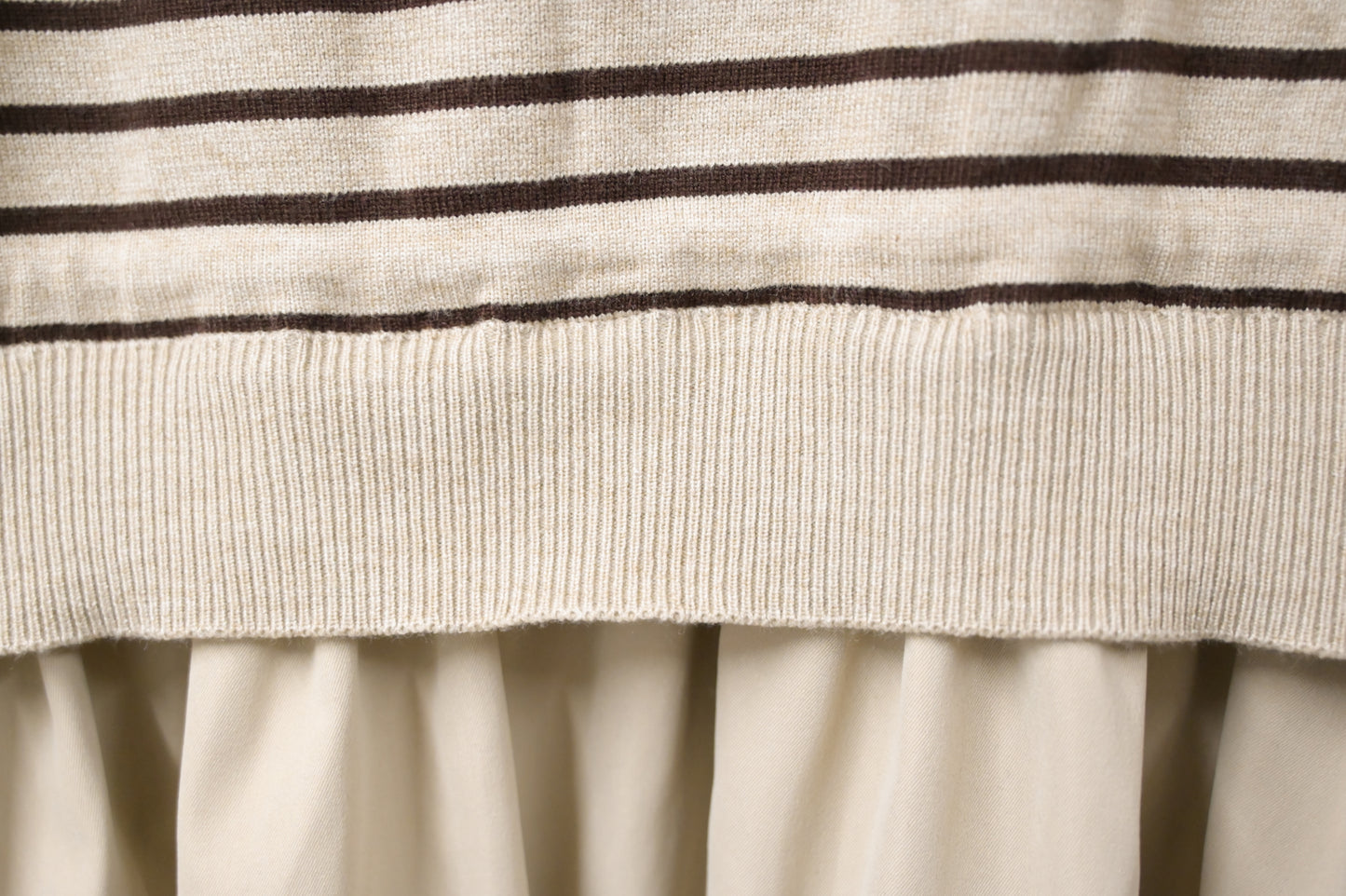 秋冬・抽繩橫間柔軟針織拼接連身裙 2色入 1W61146