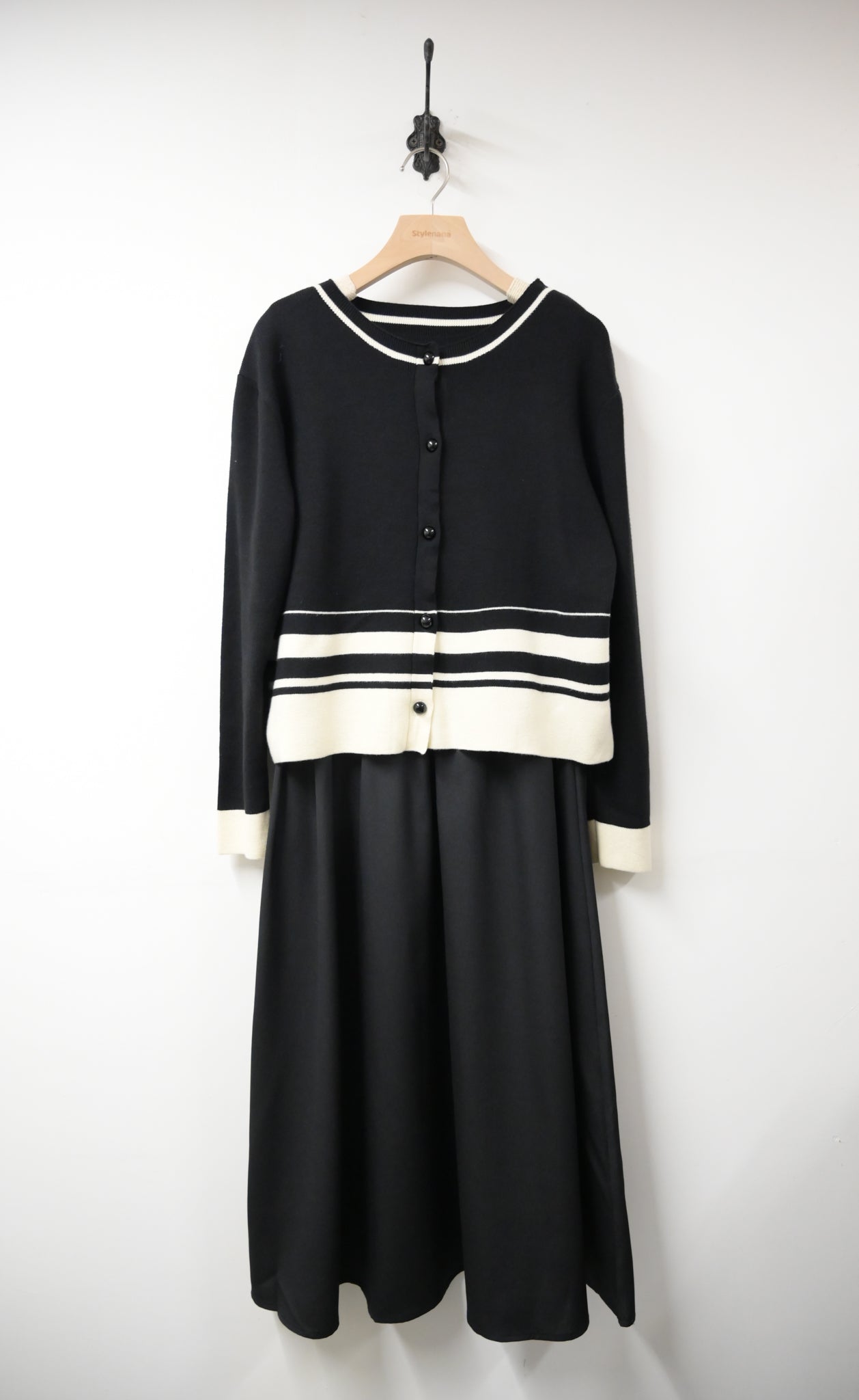 秋冬・背心裙＋外套｜棉花感針織套裝裙 2色入 1W61145