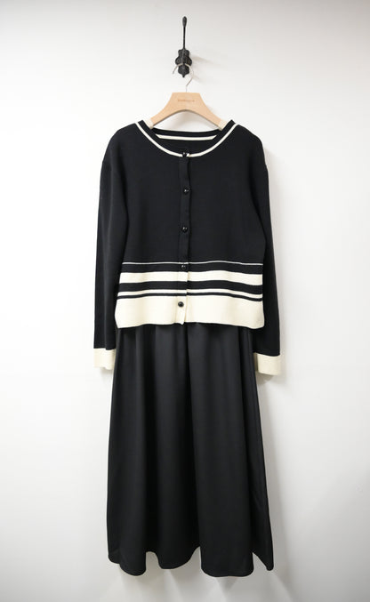 秋冬・背心裙＋外套｜棉花感針織套裝裙 2色入 1W61145