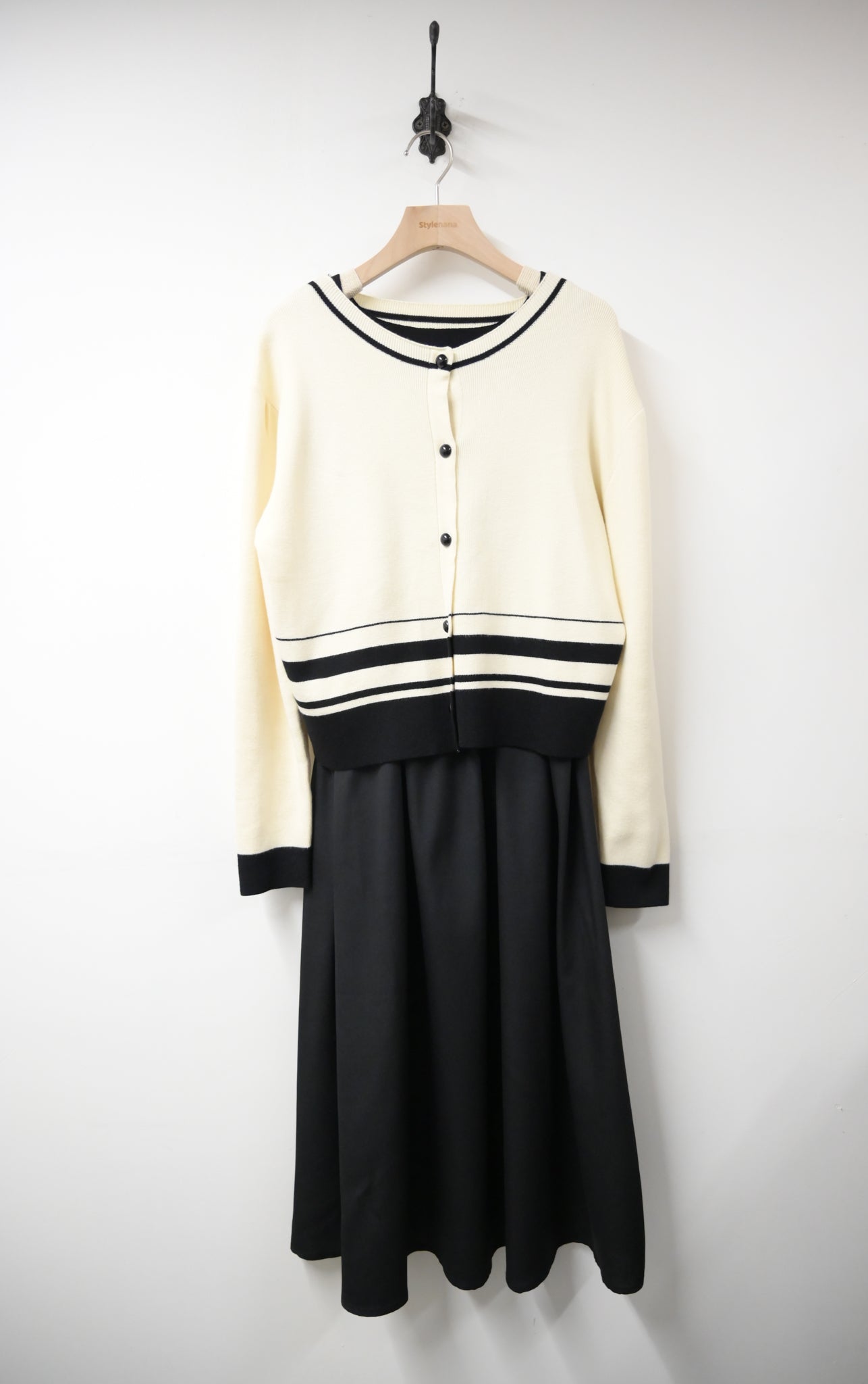 秋冬・背心裙＋外套｜棉花感針織套裝裙 2色入 1W61145