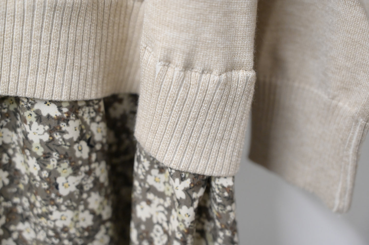 秋冬· 針織布料拼碎花寬鬆長裙 2色入 1W61118