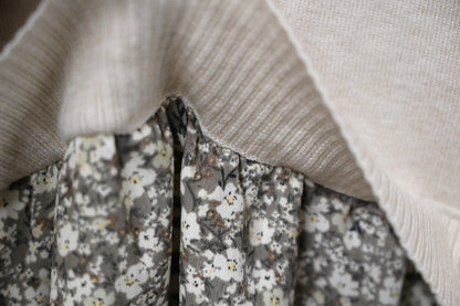 秋冬· 針織布料拼碎花寬鬆長裙 2色入 1W61118