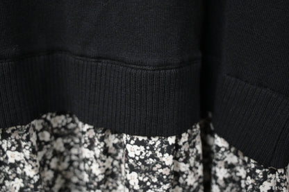 秋冬· 針織布料拼碎花寬鬆長裙 2色入 1W61118