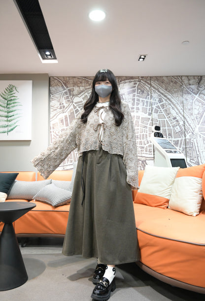 秋冬・保暖滑滑絨料半身裙連belt 2色入 1W61163