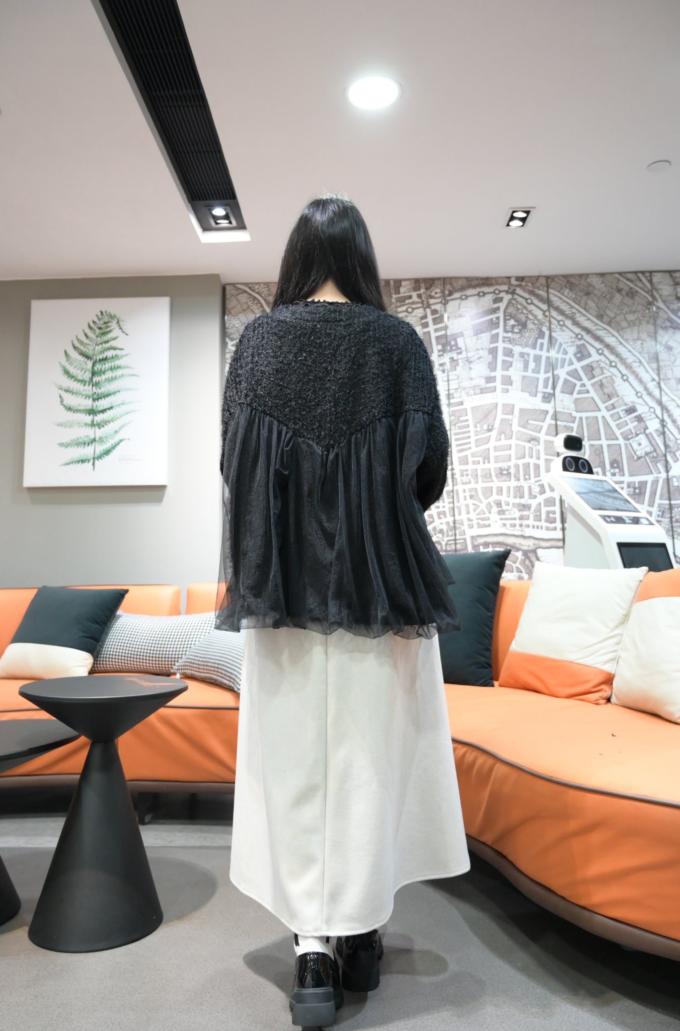 秋冬・保暖滑滑絨料半身裙連belt 2色入 1W61163