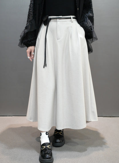 秋冬・保暖滑滑絨料半身裙連belt 2色入 1W61163