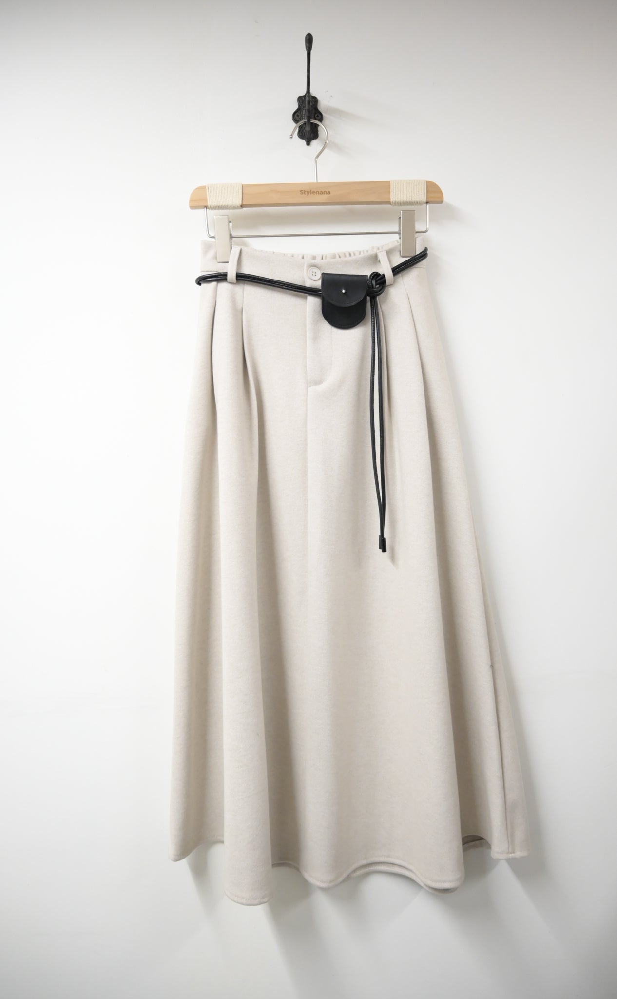 秋冬・保暖滑滑絨料半身裙連belt 2色入 1W61163