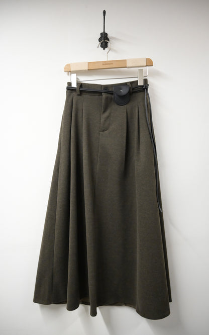 秋冬・保暖滑滑絨料半身裙連belt 2色入 1W61163