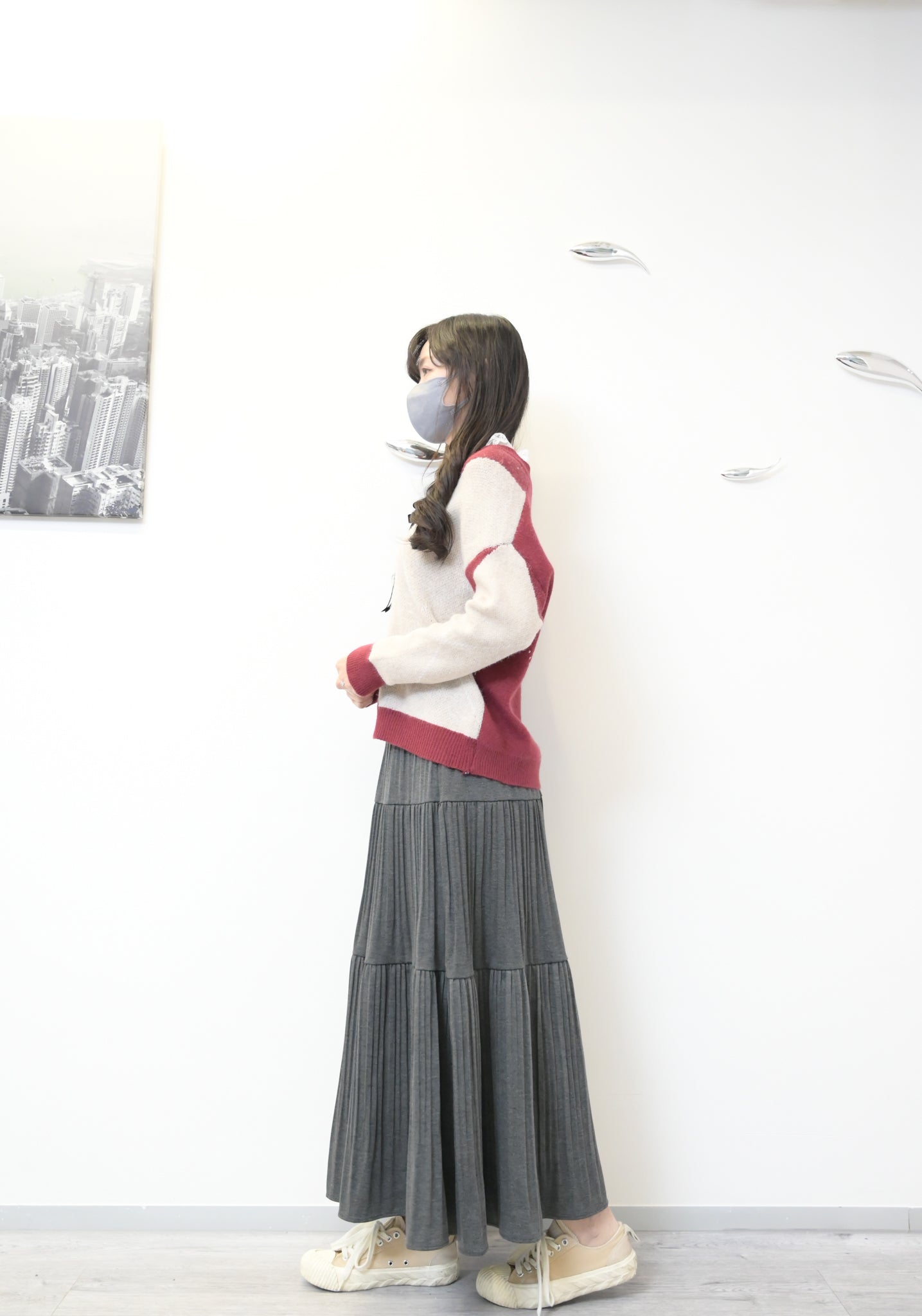 秋冬・學院風菱形格仔冷衫 2色入 1W61204